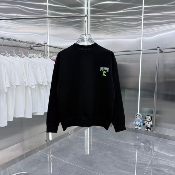 Louis Vuitton Crew Neck Long Sleeve Sweatshirt with Flocking and 3D Silicone Process
